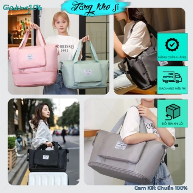 Miễn phí ship Túi xách du lịch 2 tầng gấp gọn, balo đa năng nhiều ngăn rộng rãi 9