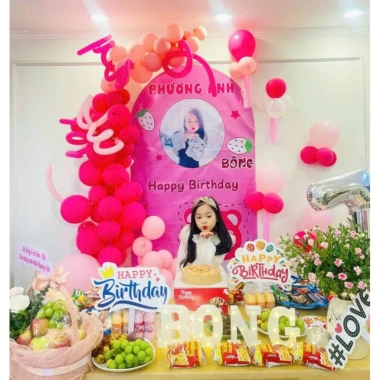 (MIỄN SHIP) Sét bóng trang trí sinh nhật bé trai bé gái – tặng số tuổi, kèm bơm & keo – Happy Birthday 8