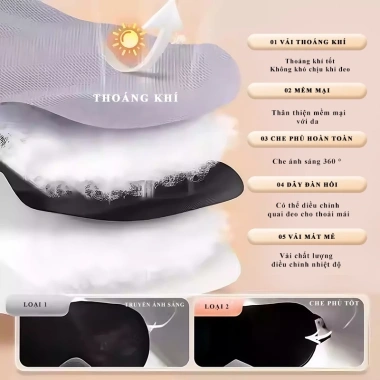 Miếng che mắt ngủ 2 mặt ấm mát, dễ điều chỉnh - giảm mắt mỏi, ngủ sâu, chỉ 30.000 VND 7