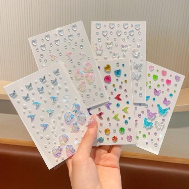 Miếng Dán 3D Lấp Lánh Tiên Cá Trái Tim Trang Trí Mặt Tóc Tay Chân cho Bé chỉ 22.000đ