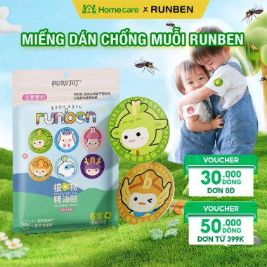 Miếng Dán Chống Muỗi RUNBEN 60 miếng cho bé bảo vệ an toàn, hiệu quả 8h, giá ưu đãi 60.000₫