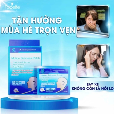 Miếng Dán Chống Say Tàu Xe Motion Sickness Patch Fobe Giảm nôn, chóng mặt, xôn sóng, hộp 10 miếng 77.000 VND