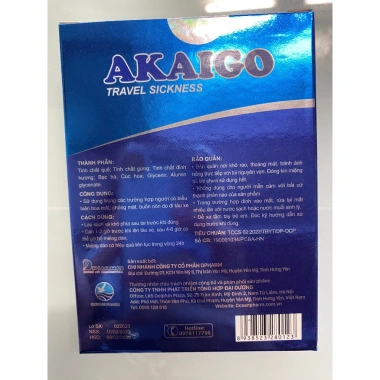 Miếng Dán Chống Say Tàu Xe Thảo Dược AKAIGO Hd 2.027 - Hiệu Quả 72h, Hộp 10 miếng 105.000đ 4 Miếng Dán Chống Say Tàu Xe Thảo Dược AKAIGO Hd 2.027 - Hiệu Quả 72h, Hộp 10 miếng 105.000đ 4