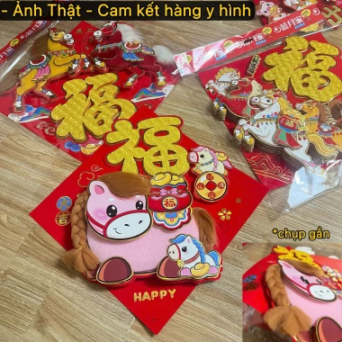 Miếng dán cửa đỏ 35cm Ngựa Tài Lộc - Nhà, Tết, cát may mắn - Giá 54.100 VND 5