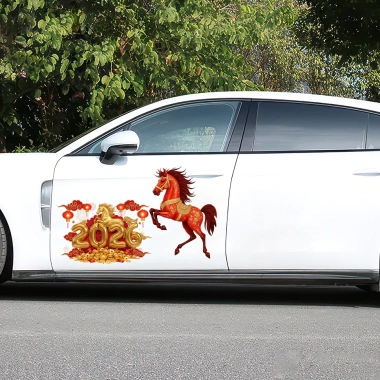 Miếng Dán Decal Ô Tô Ngựa Tết Bính Ngọ 2.026 – Xe Hơi Đón Xuân May Mắn Tài Lộc 4
