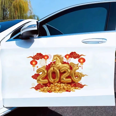 Miếng Dán Decal Ô Tô Ngựa Tết Bính Ngọ 2.026 – Xe Hơi Đón Xuân May Mắn Tài Lộc 6