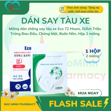 Miếng dán Eco 72h chống say tàu xe - Giảm đau đầu, chóng mặt, buồn nôn - 2 miếng 21k