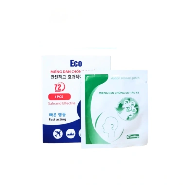 Miếng dán Eco 72h chống say tàu xe - Giảm đau đầu, chóng mặt, buồn nôn - 2 miếng 21k