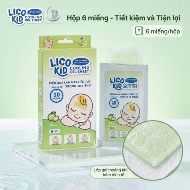 Miếng dán hạ sốt Licokid hương táo 6 miếng - Giảm nhiệt, giảm đau, say nắng