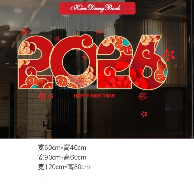 Miếng dán kính Chúc mừng Năm Ngọ May mắn - Trang trí cửa sổ Tết 2.026 chỉ 98.000₫