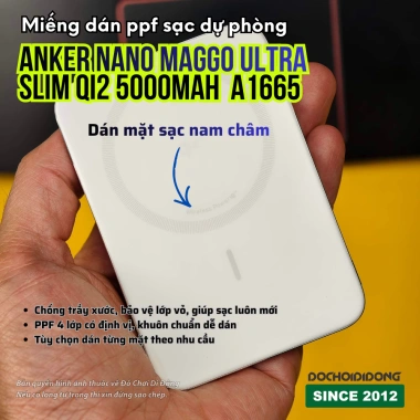 Miếng Dán PPF Anker MagGo Qi2 A1.665 5.000mAh Chống Xước Dăm, Sạc Không Dây Không Gián Đoạn, Giá 47.700₫