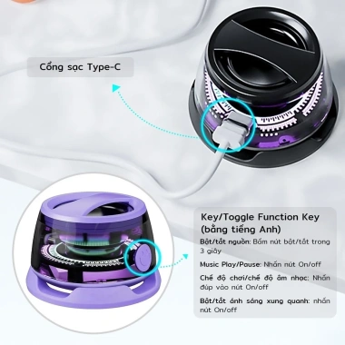 Mini Loa Bluetooth Siêu Trầm, Không Dây, LED, Âm Nhạc Ngoài Trời - 72.500 VND