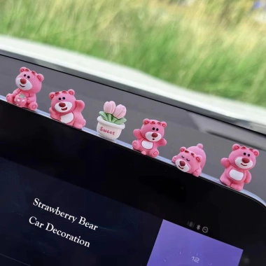 Mini Lotso Dâu Gấu mô phỏng bình trang trí xe hơi - hoa trung tâm tươi, phụ kiện ô tô 56.163 VND
