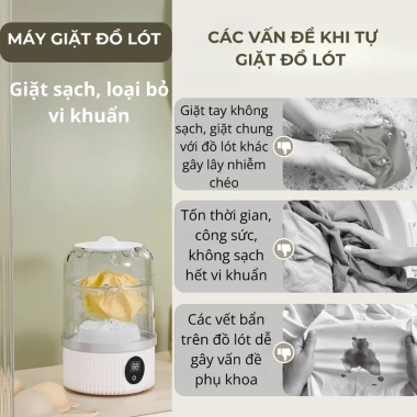 Mini máy giặt 3.000mAh sạc không dây, 2 chế độ bảo vệ vải, tiện du lịch 284.700₫
