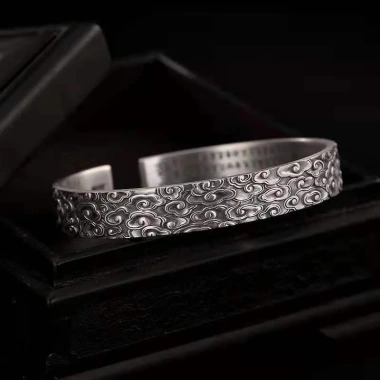 Miyan Sterling Bạc Nguyên Chất: Vòng Tay Đám Mây Trái Tim Retro Nam Nữ Giá 101.200 VND 2