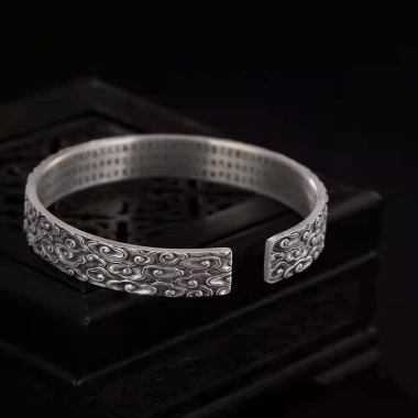 Miyan Sterling Bạc Nguyên Chất: Vòng Tay Đám Mây Trái Tim Retro Nam Nữ Giá 101.200 VND 4