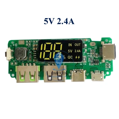 Mô-đun sạc pin lithium dự phòng 2 cổng USB 5V 2.4A/2A/1A có đèn LED Micro và Type-C giá 44.608 VND 3