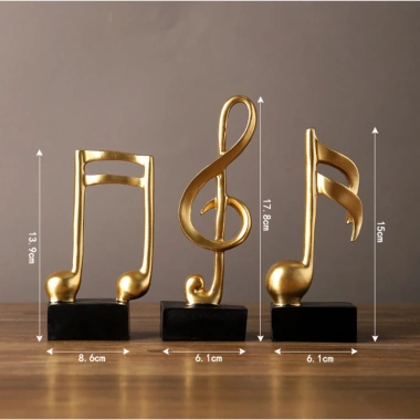 Mô hình 3 nốt nhạc, khoá sol mạ đồng - tượng đèn lọ hoa & tháp Eiffel trang trí Piano, giảm giá 59.000 VND