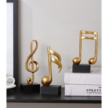 Mô hình 3 nốt nhạc mạ đồng, tượng đèn lọ hoa, tháp Eiffel - Piano nội thất