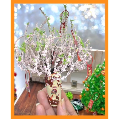 Mô Hình Cây Đào Hồng Phai Mini Đất Sét - Trang Trí Nhà, Búp Bê và Tiểu Cảnh Tết, Giá Ưu Đãi 230.000₫