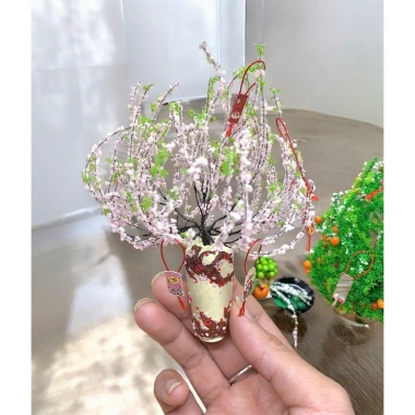 Mô Hình Cây Đào Hồng Phai Mini Đất Sét - Trang Trí Nhà, Búp Bê và Tiểu Cảnh Tết, Giá Ưu Đãi 230.000₫