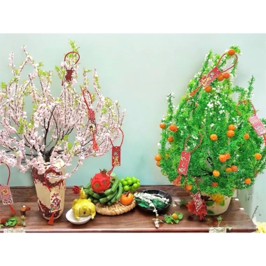 Mô Hình Cây Đào Hồng Phai Mini Đất Sét - Trang Trí Nhà, Búp Bê và Tiểu Cảnh Tết, Giá Ưu Đãi 230.000₫