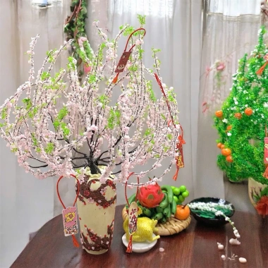Mô Hình Cây Đào Hồng Phai Mini Đất Sét - Trang Trí Nhà, Búp Bê và Tiểu Cảnh Tết, Giá Ưu Đãi 230.000₫