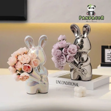 Mô Hình Decor Gốm Sứ Thỏ Ôm Hoa – Tượng Thạch Cao Trang Trí Nhà Cửa, Bàn Phòng Khách 183.425₫ (Giảm giá)