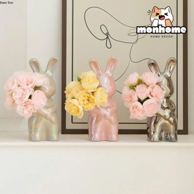 Mô hình thỏ cầm hoa gốm sứ sang trọng - Đồ decor nhà cửa, để bàn phòng khách, giảm giá 183k 4 Mô hình thỏ cầm hoa gốm sứ sang trọng - Đồ decor nhà cửa, để bàn phòng khách, giảm giá 183k 4