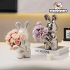 Mô hình thỏ cầm hoa gốm sứ sang trọng - Đồ decor nhà cửa, để bàn phòng khách, giảm giá 183k 9