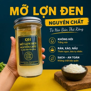 Mỡ Lợn Đen Nguyên Chất Mỡ Sạch Nấu Ăn Gia Đình Thơm Không Hôi Tặng Tóp Giòn 150.000đ
