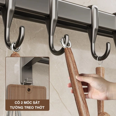 Móc dán tường Sanhe – Kệ bếp treo đồ nhôm, treo nắp nồi, thớt – Giá 76.440₫