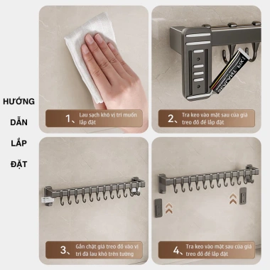 Móc dán tường Sanhe – Kệ bếp treo đồ nhôm, treo nắp nồi, thớt – Giá 76.440₫ 9 Móc dán tường Sanhe – Kệ bếp treo đồ nhôm, treo nắp nồi, thớt – Giá 76.440₫ 9
