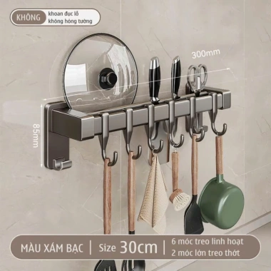 Móc dán tường Sanhe – Kệ bếp treo đồ nhôm, treo nắp nồi, thớt – Giá 76.440₫ 10 Móc dán tường Sanhe – Kệ bếp treo đồ nhôm, treo nắp nồi, thớt – Giá 76.440₫ 10