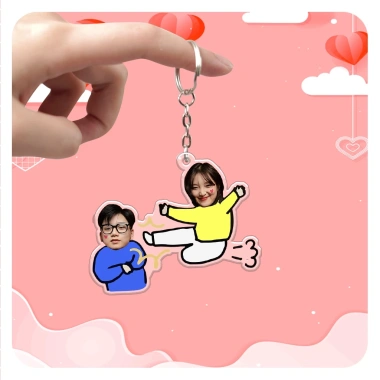 Móc khóa cặp đôi in hình dễ thương, quà tặng yêu thương cho người yêu, bạn bè, gia đình, giá 15.647 VND