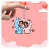 Móc khóa cặp đôi in hình dễ thương, quà tặng yêu thương cho người yêu, bạn bè, gia đình, giá 15.647 VND 3