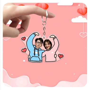 Móc khóa cặp đôi in hình dễ thương, quà tặng yêu thương cho người yêu, bạn bè, gia đình, giá 15.647 VND