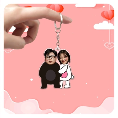 Móc khóa cặp đôi in hình dễ thương, quà tặng yêu thương cho người yêu, bạn bè, gia đình, giá 15.647 VND