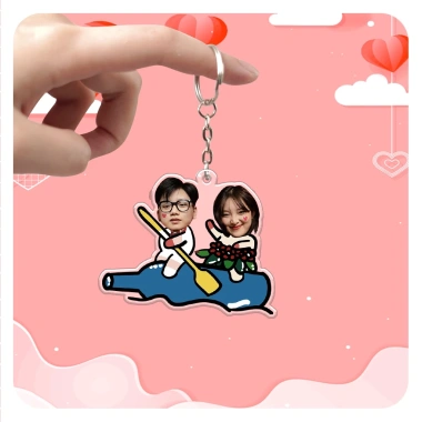 Móc khóa cặp đôi in hình dễ thương, quà tặng yêu thương cho người yêu, bạn bè, gia đình, giá 15.647 VND