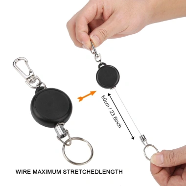 Móc khóa chìa kéo được MOBANINA dây xích thép 60cm phù hợp ba lô, giá ưu đãi 100.384 VND