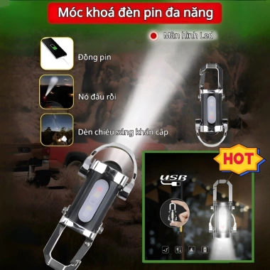 Móc khóa đa năng có đèn pin sạc khẩn cấp - Mini, LED 3 chế độ, pin dự phòng, sáng mạnh, giá chỉ 132.000đ