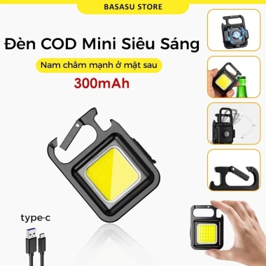 Móc Khóa Đèn Pin COB Mini Siêu Sáng 4 Chế Độ, Nam Châm Đa Năng, Sạc Nhanh Type-C - Giá 39.800₫