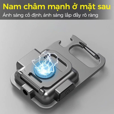 Móc Khóa Đèn Pin COB Mini Siêu Sáng 4 Chế Độ, Nam Châm Đa Năng, Sạc Nhanh Type-C - Giá 39.800₫