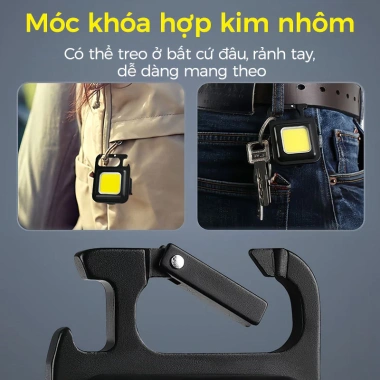 Móc Khóa Đèn Pin COB Mini Siêu Sáng 4 Chế Độ, Nam Châm Đa Năng, Sạc Nhanh Type-C - Giá 39.800₫