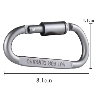 Móc khóa nhôm Carabiner chữ D - Ren vặn chốt, hợp kim cao cấp siêu cứng, bền, không mài mòn 2