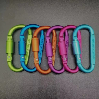 Móc khóa nhôm Carabiner chữ D - Ren vặn chốt, hợp kim cao cấp siêu cứng, bền, không mài mòn 6