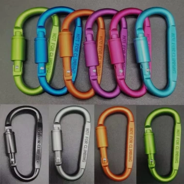 Móc khóa nhôm Carabiner chữ D - Ren vặn chốt, hợp kim cao cấp siêu cứng, bền, không mài mòn 9