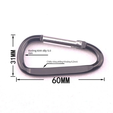 Móc Khóa Nhôm D Dẹp 6cm – Chiệu Tải Tốt, Nhôm Dày, Dùng Cho Ba Lô, Câu Cá, Lò Xo DIY Carabiner