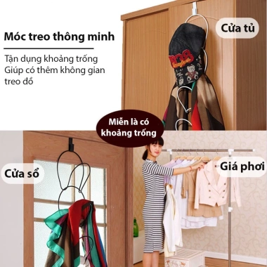 Móc treo 5 tầng thép không gỉ – Treo mũ, khăn, túi xách, quần áo, giá 16.000₫ 3