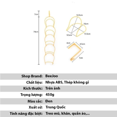 Móc treo 5 tầng thép không gỉ – Treo mũ, khăn, túi xách, quần áo, giá 16.000₫ 4